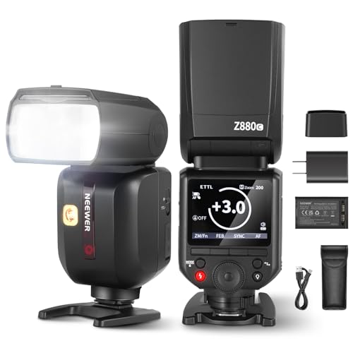 NEEWER Z880-C 2.4G 76Ws TTL Camera Flash Speedlite Compatible with Canon, Upgraded UI, Adjustable Modeling Lamp, TTL/M Quick Switch TCM Key, 1/8000s HSS 7.4V/2600mAh Battery 480 Full Power Flash