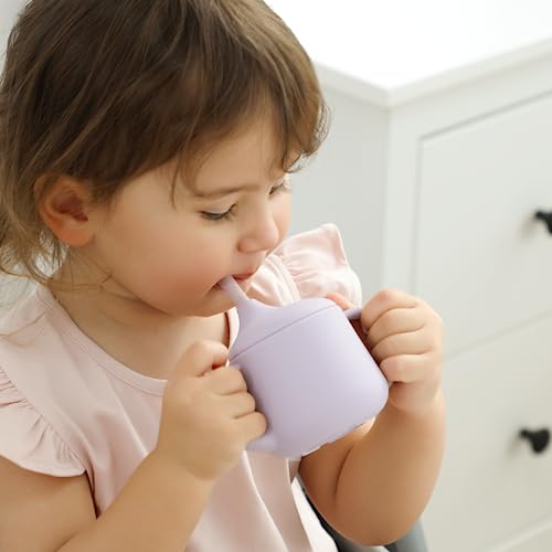 Moonkie Silicone Baby Sippy Cups | 3 Stages Training Cup Straw Cup for Infants Toddlers and Kid | 4 oz 1Pack