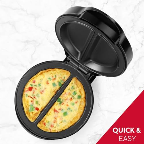 Holstein Housewares - Non-Stick Omelet & Frittata Maker, Stainless Steel - Makes 2 Individual Portions Quick & Easy (2 Section, Black)