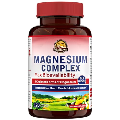 Vitalitown Magnesium Complex Supplement | 300mg Elemental Magnesium | Magnesium Citrate Glycinate Taurate Malate | Non-GMO, No Gluten, 90 Vegan Magnesium Capsules for Bone Muscle Brain Heart