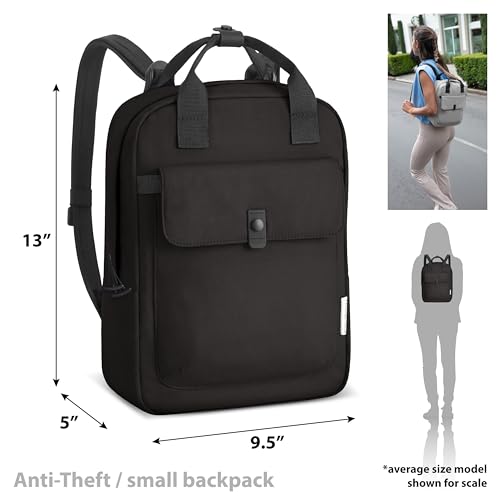 Travelon Origin-Sustainable-Anti-Theft-Small Backpack, Black, One Size (5 x 9.5 x 13 inches)