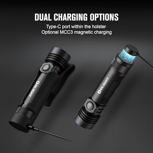 OLIGHT Seeker 4 Pro Rechargeable Flashlights, High Powerful Bright Flashlight 4600 Lumens with USB C Holster, Waterproof for Emergencies, Camping, Searching (Matte Black Cool White)