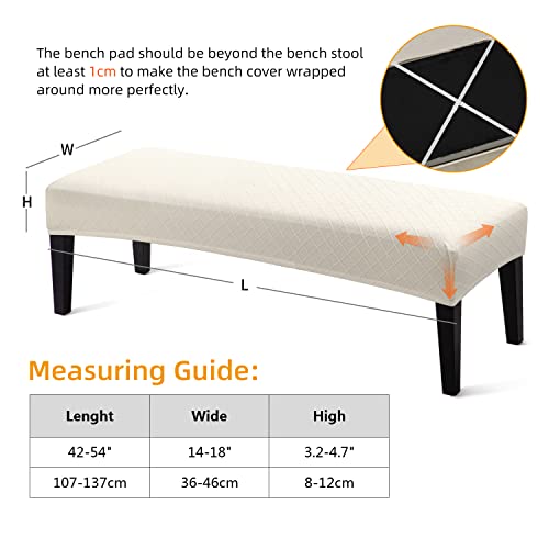 YISUN Waterproof Bench Covers for Dining Room, Stretch Jacquard Bench Slipcover Anti-Dust Removable Washable Chair Seat Slipcovers Protector (Beige)