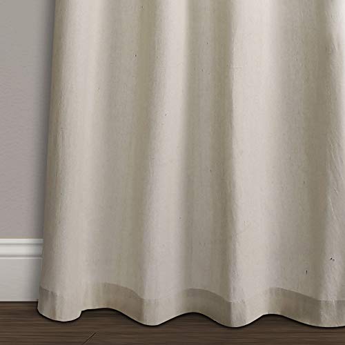 Lush Decor, 84" x 52", Gray Milo Linen Window Curtain Panel Pair, White