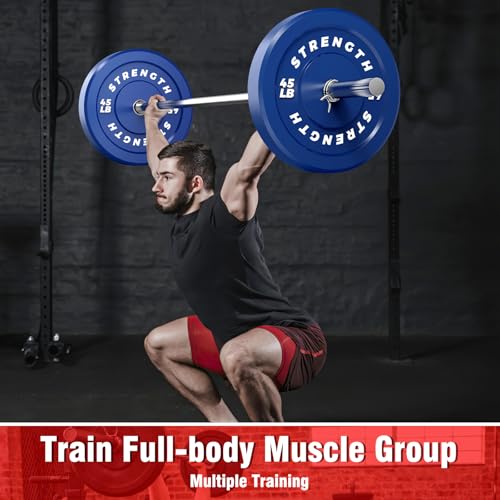Rendpas Color Olympic Bumper Plates - Elastic and Tough Rubber Weights Plate with Metal Insert, 2-Inch Universal Fit, Ideal for Strength Training and Fitness Workouts-2x10LB