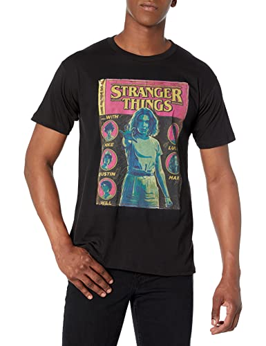 Stranger Things Men's Stranger Things Comic Cover T-Shirt, Small, Black