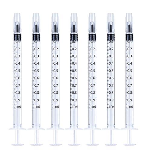 12 Pack 1 ml Syringe for Liquid without Needle,Syringe with Cap,Individually Wrapped,for Scientific Labs,Measurement,Dispensing,Oil or Glue Applicato