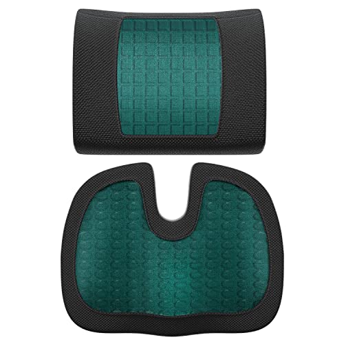 Amazon Basics Seat Cushion & Lumbar Support, Cool Gel Memory Foam, Rectangular, 2-Pack, Black