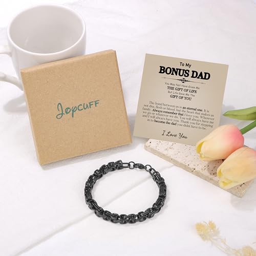 JoycuFF Gifts for Men Gift for Husband Anniversary Birthday Gifts for Him from Wife To My Husband Man Bracelet Stainless Steel Bracelets for Men Gifts for Him Husband Black Mens Bracelets 9 In