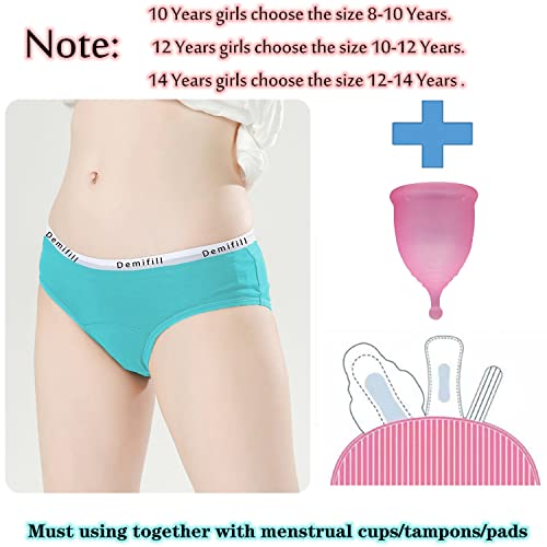 Demifill Teen Girls Period Panties Juniors First Period Starter Underwear Soft Briefs 8-10Years