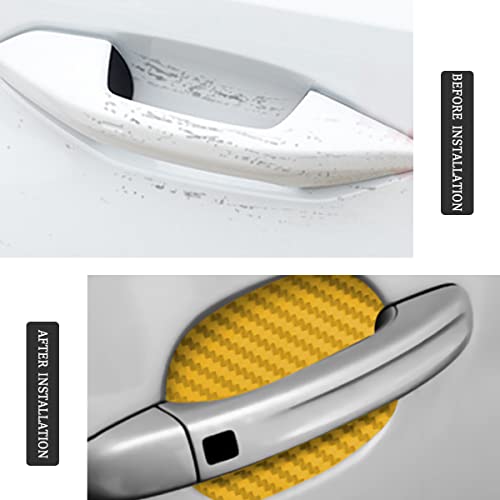 4PCS Car Door Handle Cup Stickers, Carbon Fiber Scratch Auto Door Protective Film, Non-Marking Car Door Bowl Protector, Door Handle Paint Cover Guard Universal for Most Cars, SUV (Wine Red/4PCS)