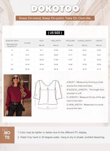 Dokotoo Sweaters for Women 2024 Trendy Crewneck Long Lantern Sleeve Casual Loose Ribbed Knit Sweater Solid Soft Pullover Jumper Tops Yellow Medium