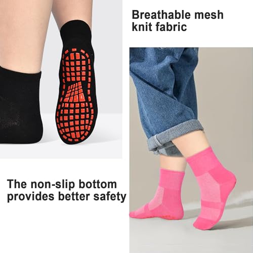 ELUTONG Grip Socks Pilates for Women Yoga Socks Ballet Barre Bikram Dance Non Slip Socks 4-10 Pairs Sticky Crew Socks