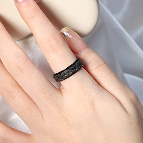 LuckyAmor Men's 8MM Black/Silver/Rainbow Stainless Steel Spinner Ring Band for Anxiety Relief Items for Men Sandblast Glitter Finish Size 7 8 9 10 11 12 (9, Silver)