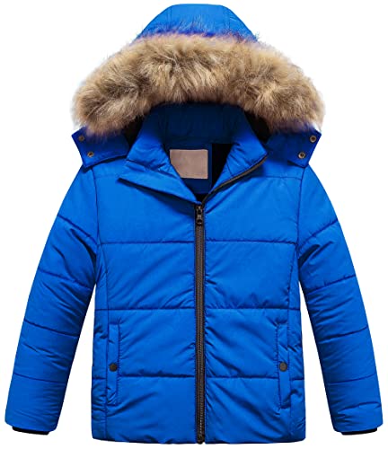 Chrisuno Girls Winter Jacket Kids Coats Teen Girl's Warm Waterproof Puffer Fleece Coat Hooded Thicken Outerwear White 6-7