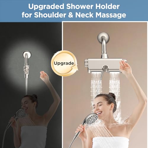 MakeFit Filtered Shower Head with Handheld Combo Brushed Nickel - Dual 2-in-1 Spa System with Massage Shower Head and 10 Modes Hand Held Shower Head, High Pressure, Buit in Power Wash Mode