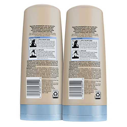 Jergens Natural Glow Wet Skin In-Shower Self Tanner Body Lotion, Fair/Medium Skin Tones (pack of 2)
