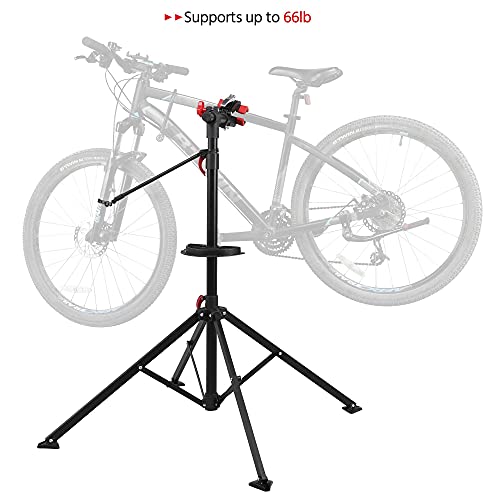 Yaheetech Bike Repair Stand Height Adjustable Bike Work Stands with Multiple Quick Release Telescopic Arm Tool Tray for Home Bicycle Mechanic