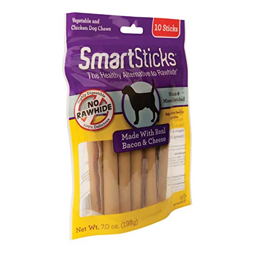 SmartBones SmartSticks, Treat Your Dog to a Rawhide-Free Chew Made With Real Bacon and Cheese, 10 count