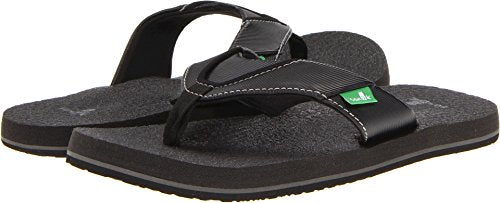 Sanuk Kids Root Beer Cozy Flip Flop (Toddler/Little Kid/Big Kid), Black, 7/8 M US Toddler