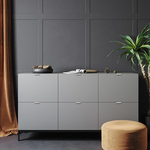 Ravinte 1 Pack Cabinet Handles Finger Edge Pulls 80mm/3.15 inch Silver Drawer Edge Pulls Brushed Nickel Finger Pulls for Cabinets Concealed Handles