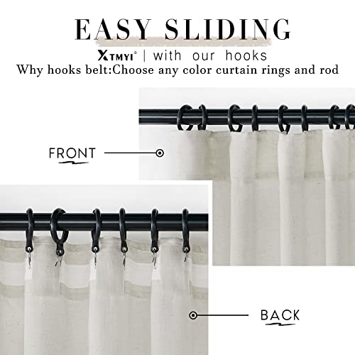 XTMYI 95 Inch Length Curtains 2 Panels Set Back Tab Linen Window Sheer Curtain Drapes for Living Room Bedroom,50x95 in Long,Cream(Ivory/Off White)