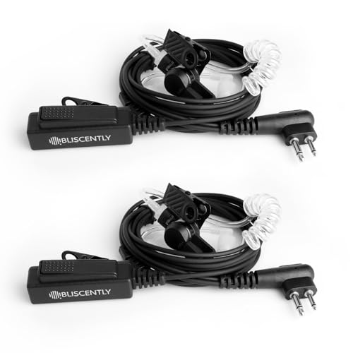 10PCS Walkie-Talkie-Compatible 2-Pin Earpiece with Mic, Covert Air Tube Design, Big PPT Compatible for CP185, CP200, CP200D, RDM2070D, BPR40, Black, Ideal for Professional Communication