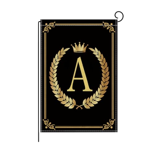 wyooxoo Monogram Letter M Garden Flag 12x18 Inch Double Sided for Outside Burlap Family Last Name Initial Black Yard Flag (M)