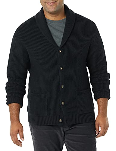 Amazon Essentials Men's Long-Sleeve Soft Touch Shawl Collar Cardigan, Black, X-Small