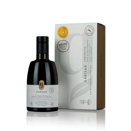 Garisar High In Polyphenol Premium Extra Virgin Olive Oil (>600 ppm), Low Acidity (Max 0.2%), NYIOOC 2025 Gold Medal Winner, Organic Agriculture Hand Picked, Cold Pressed, 100% Arbequina - Pack of 1