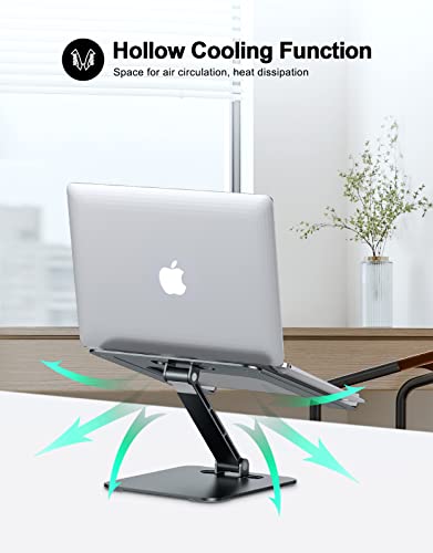 RIWUCT Foldable Laptop Stand, Height Adjustable Ergonomic Computer Stand for Desk, Aluminum Portable Laptop Riser Holder Mount Compatible with MacBook Pro Air, All Notebooks 10-16" (Gray)