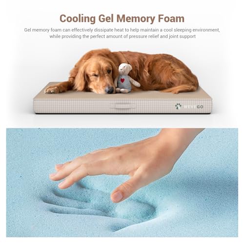 WEVEGO Medium Dog Bed, Orthopedic Dog Bed with Thick Gel Memory Foam Support, Durable Flannel Fabric with Removable Cover & Waterproof Liner Dog Beds