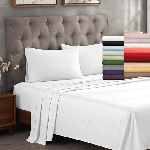 Superior Egyptian Cotton 300 Thread Count Bed Sheet Set, 1 Elastic Deep Pocket Fitted Sheets, 1 Flat Sheet, 2 Pillowcases, Soft Bedding, Luxury Sheets, Sateen Weave, King, Tan