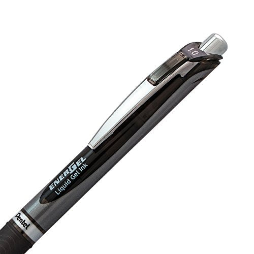 EnerGel™ RTX Retractable Liquid Gel Pens, Bold Point, 1.0 mm, Black/Silver Barrel, Black Ink, Pack Of 12