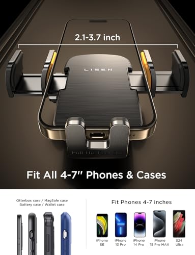 LISEN CD Phone Holder for Car,Adjustable CD Slot Phone Mount Holder for iPhone Ultra Sturdy Cell Phones Holders for Your Car Accessories for Samsung Galaxy S25 S24 iPhone 16 15 14 Pro Max All Phones
