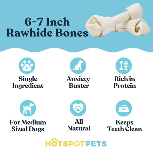 hotspot pets 10 Pack - 6-7 Inch Certified Facility Rawhide Dog Chews - from Grass Fed Brazilian Cows - Promotes Tooth Health and Good Behavior (10 Pack)