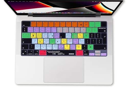 XSKN Silicone Keyboard Cover Skin for MacBook Pro/Air with Touch ID 14.2" 16.2" 13.6" 15.3" Model No: A2442 A2779 A2918 A2992 A2485 A2780 A2681 A2941 (US Layout, Logic Pro Shortcuts)