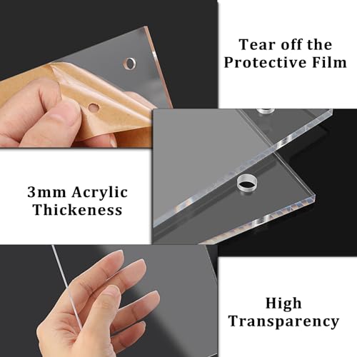 OGANAZI 4x6 Acrylic Picture Frame Clear Picture Frame Freestanding Double Sided Frame Desktop Floating Display, Frameless Transparent Desk Picture Frame