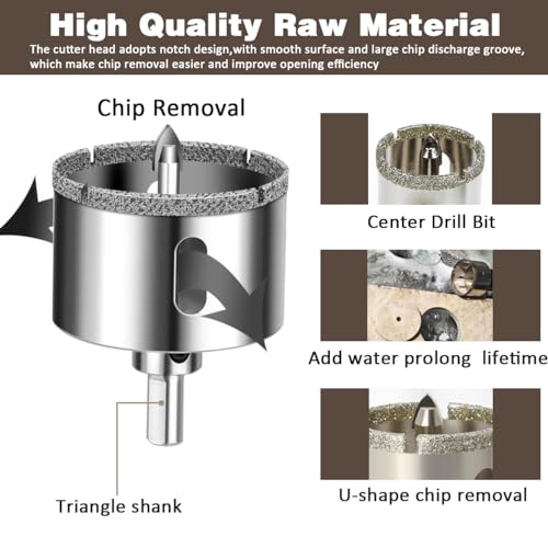 Diamond Hole Saw with Pilot Bit 1-1/2 Inch (38mm), Durable Tile Hole Saw with Center Drill Bit for Glass,Marble, Granite, Ceramics, Porcelain Tiles, 1-3/8" Depth of Cut for Thick Countertops