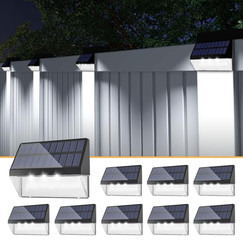 Aulanto 8 Pack Solar Deck Lights, Black, Modern Style, Warm White & Cool White, Waterproof, Outdoor Fence Lights, Garden, Patio, Walkway