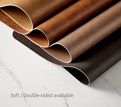 RENMTURE Faux Leather Placemats Set of 4, with 4 Cup mats, Washable Place mats, Table mats for Kitchen Dining Restaurant Coffee Shop Choco Brown, Oval