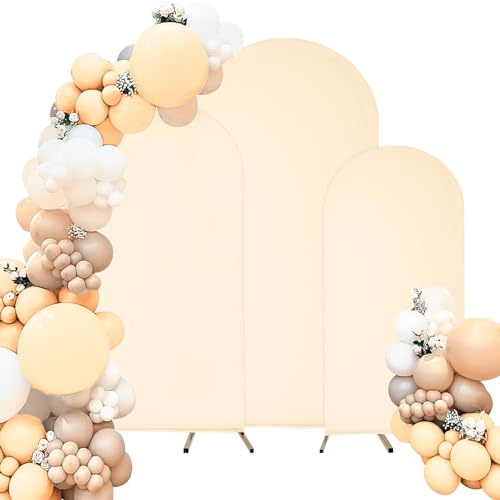 Spandex Fitted Wedding Arch Cover Set of 3 Arch Backdrop Cover, Round Top Chiara Backdrop Stand Covers for Wedding Birthday Party Baby Shower Banquet Arch Decoration (Sage Green, 5FT,6FT,6.6FT)