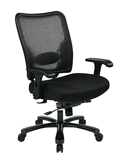 Space Seating 75 Series Air Grid Big and Tall Deluxe Ergonomic Office Chair with Thick Padded Seat and 400 lb. Limit, Black, Mid-Back