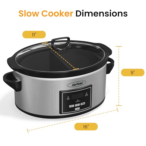 HEYNEMO 4 Quart Slow Cooker, Small Slow Cooker with 3 Cooking Settings, Dishwasher-safe Ceramic Pot, Glass Lid, Black