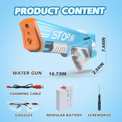 EagleStone Electric Water Gun Squirt Gun for Adults Kids Ages 8-12, Automatic Super Powerful Soaker Water Guns 33FT Long Range, Auto Absorption Modular Battery Powered, Summer Pool Outdoor Game Toys