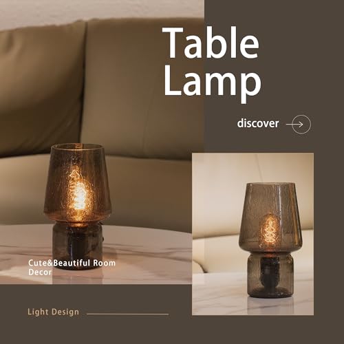 SUREYOND Mushroom Lamp,Small Table Lamp,Mini Lamp Cute Lamp Nightstand Lamp Kitchen Lamp,Glass Mushroom Table Lamp,Suitable for Bedrooms, Kitchens, Living Rooms, Bedside, Girl Gifts（White）