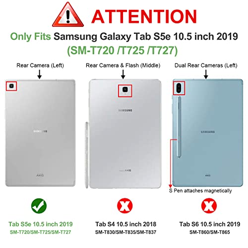 BRAECN for Galaxy Tab S5e Case, Heavy Duty Shockproof Case with Rotating Kickstand/Hand Strap and Carrying Shoulder Strap for Samsung Galaxy Tab S5e 10.5 Inch 2019 Tablet SM-T720/SM-T725(Black)