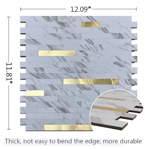 WEIMEISC 20-Sheet Peel and Stick Backsplash Tile, PVC Mixed Metal Stick on Backsplash Tiles for Kitchen (Black + Silver, 20)