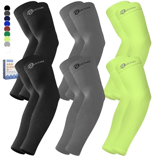 BHYTAKI Cooling Compression Arm Sleeves for Men Women,UPF50 UV Sun Protection Sleeves for Work Sport Tattoo Cover Up