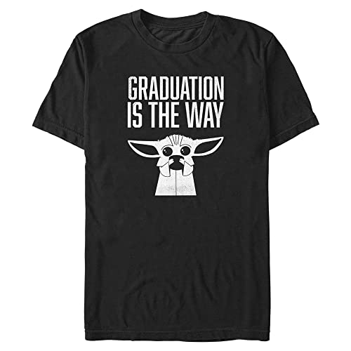 Star Wars Big & Tall Mandalorian Grogu Graduation Men's Tops Short Sleeve Tee Shirt, Black, Large